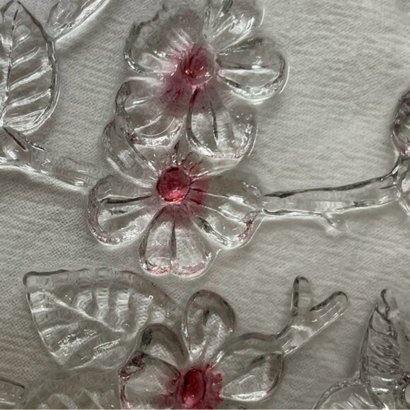 Vtg WALTHER glass server plate CHERRY BLOSSOM BRANCH charmingly asymmetrical - Picture 4 of 10